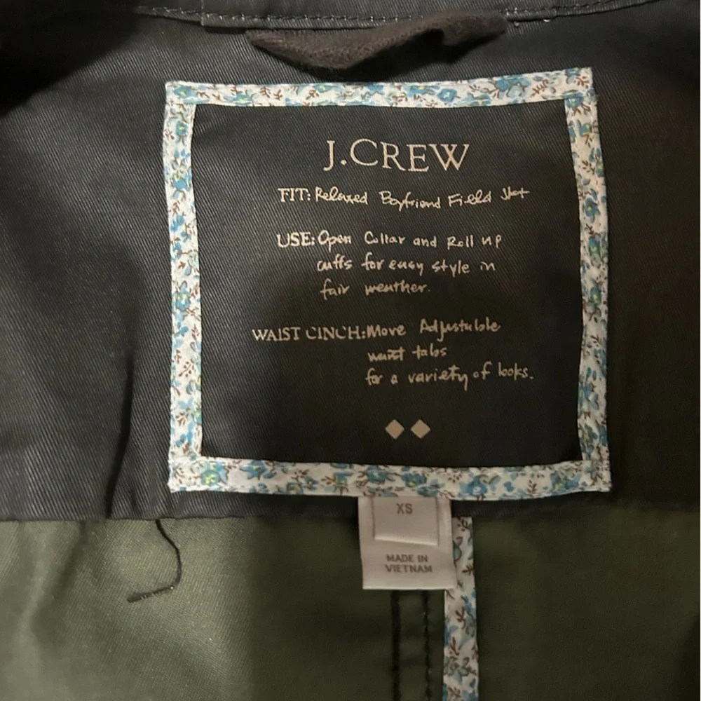 J. Crew‎ Women's Resin Coated Dark Olive Twill Jacket